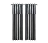CHARKHAH Crushed Velvet Faux Silk Curtains for Bedroom Living Room Elegant and Silky Blackout Fabric Pair of Fully Lined Door Curtain with Eyelet Rings (Charcoal Grey, 66" Wide x 72" Drop)