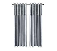 CHARKHAH Crushed Velvet Faux Silk Curtains for Bedroom Living Room Elegant and Silky Blackout Fabric Pair of Fully Lined Door Curtain with Eyelet Rings (Silver, 46" Wide x 54" Drop)