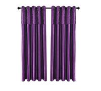 CHARKHAH Crushed Velvet Faux Silk Curtains for Bedroom Living Room Elegant and Silky Blackout Fabric Pair of Fully Lined Door Curtain with Eyelet Rings (Purple, 90" Wide x 90" Drop)