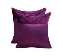 CHARKHAH Crushed Velvet Panel Faux Satin Silk Cushion Covers in 1 Pack and 2 Pack Square Cushions Cover Throw Pillow Case Protector with Invisible Zipper (55 cm x 55 cm - Pack of 2, Purple)