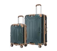 CHARKHAH Expandable Hard Shell Suitcase ABS+PC Lightweight Luggage Set Double Anti-Theft Zipper Carry on Trolly Bags with 4 Muted Spinner Wheels & TSA Lock MLP-04 (Dark Green, 2 Piece Set (20" + 28"))