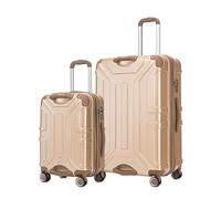 CHARKHAH Expandable Hard Shell Suitcase ABS+PC Lightweight Luggage Set Double Anti-Theft Zipper Carry on Trolly Bags with 4 Muted Spinner Wheels & TSA Lock MLP-04 (Champagne, 2 Piece Set (20" + 28"))