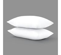 CHARKHAH Pair of Polycotton Standard Housewife Oxford Pillowcases and 100% Cotton Flannel Jersey Pillow Covers Protectors Dyed in Trendy Colors, Size 50 cm x 75 cm (Housewife Pack of 2, White)