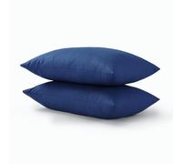 CHARKHAH Pair of Polycotton Standard Housewife Oxford Pillowcases and 100% Cotton Flannel Jersey Pillow Covers Protectors Dyed in Trendy Colors, Size 50 cm x 75 cm (Housewife Pack of 2, Royal-Blue)
