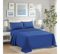CHARKHAH Polycotton Flat Sheets with Single Double King Size Bed Ultra Soft Plain Top Sheet Dyed in Trendy Colors Hotel Collection Sheets Ideal for Winter & Summer Bedding (Royal-Blue, Single)
