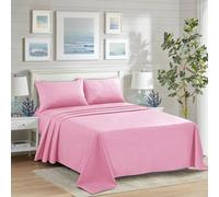CHARKHAH Polycotton Flat Sheets with Single Double King Size Bed Ultra Soft Plain Top Sheet Dyed in Trendy Colors Hotel Collection Sheets Ideal for Winter & Summer Bedding (Baby-Pink, King)