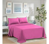 CHARKHAH Polycotton Flat Sheets with Single Double King Size Bed Ultra Soft Plain Top Sheet Dyed in Trendy Colors Hotel Collection Sheets Ideal for Winter & Summer Bedding (Fuchsia-Pink, King)