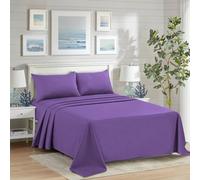CHARKHAH Polycotton Flat Sheets with Single Double King Size Bed Ultra Soft Plain Top Sheet Dyed in Trendy Colors Hotel Collection Sheets Ideal for Winter & Summer Bedding (Purple, King)