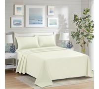CHARKHAH Polycotton Flat Sheets with Single Double King Size Bed Ultra Soft Plain Top Sheet Dyed in Trendy Colors Hotel Collection Sheets Ideal for Winter & Summer Bedding (Cream, King)