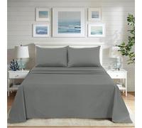 CHARKHAH Polycotton Flat Sheets with Single Double King Size Bed Ultra Soft Plain Top Sheet Dyed in Trendy Colors Hotel Collection Sheets Ideal for Winter & Summer Bedding (Grey, Double)