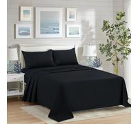 CHARKHAH Polycotton Flat Sheets with Single Double King Size Bed Ultra Soft Plain Top Sheet Dyed in Trendy Colors Hotel Collection Sheets Ideal for Winter & Summer Bedding (Black, Single)