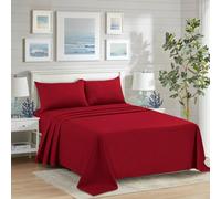 CHARKHAH Polycotton Flat Sheets with Single Double King Size Bed Ultra Soft Plain Top Sheet Dyed in Trendy Colors Hotel Collection Sheets Ideal for Winter & Summer Bedding (Red, King)