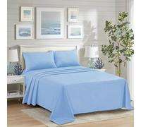 CHARKHAH Polycotton Flat Sheets with Single Double King Size Bed Ultra Soft Plain Top Sheet Dyed in Trendy Colors Hotel Collection Sheets Ideal for Winter & Summer Bedding (Sky-Blue, Double)