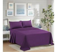 CHARKHAH Polycotton Flat Sheets with Single Double King Size Bed Ultra Soft Plain Top Sheet Dyed in Trendy Colors Hotel Collection Sheets Ideal for Winter & Summer Bedding (Plum, Double)