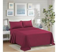 CHARKHAH Polycotton Flat Sheets with Single Double King Size Bed Ultra Soft Plain Top Sheet Dyed in Trendy Colors Hotel Collection Sheets Ideal for Winter & Summer Bedding (Burgundy, King)