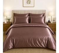 CHARKHAH Satin Silk 6 Piece Complete Bedding Set Durable Silky Fabric with Single Double King Size Bed Fitted Sheet Duvet Cover Comforter and 4 Pillow Cases (Single, Blush-Pink)