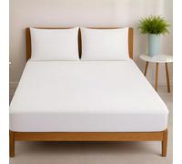 CHARKHAH Single Waterproof Mattress Protector Bamboo - Quilted Breathable White Single Mattress Protector Waterproof Anti-Allergy with 30cm Deep Fitted Skirt, 40% Bamboo 60% Polyester Bed Cover