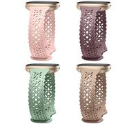 Charlam 4 Pack Lace Silicone Straps Compatible with Fitbit Versa 3/ Versa 4 Straps/Fitbit Sense/Sense 2 Strap, Soft Silm Hollow-out Sport Watch Strap Replacement Wristbands for Women Girls