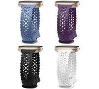 Charlam 4 Pack Lace Silicone Straps Compatible with Fitbit Versa 3/ Versa 4 Straps/Fitbit Sense/Sense 2 Strap, Soft Silm Hollow-out Sport Watch Strap Replacement Wristbands for Women Girls