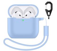 Charlam Silicone Case Compatible with AirPods 4, Soft Full Body Protective Case for Apple AirPods 4th Generation with Lanyard and Keychain, Lilac