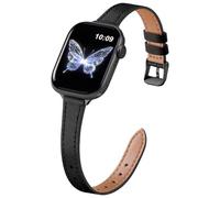 Charlam Slim Genuine Leather Band Compatible with Apple Watch Straps Women | for 44mm 46mm 45mm 42mm 49mm, Formal, Top Grain Leather Thin Strap for iWatch Series 12 11 10 9 8 7 6 5 4 3 SE Ultra Ladies