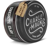 Charlemagne Concrete Clay Pomade for Men, 100ml, Leather Scent - Water-Based Styling Pomade Hair Cream for Men - Developed by Barbers, Made in Germany (100 ml (Pack of 1), Strong Hold)