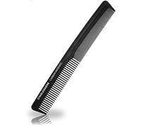 Charlemagne Mens Comb - 18 cm, Black, Single Pack, Modern - Double-Sided Carbon Styling Comb for Hair & Beard - Shatterproof & Antistatic