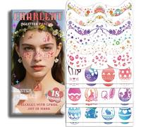 CHARLENT Glitter Easter Freckles Face Tattoos | 18 Sheets of Temporary Makeup Patches with Easter Eggs and Rabbits for Children, Women and Party Supplies