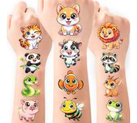 CHARLENT Pack of 108 Glitter Animal Temporary Tattoos for Children | Pre-cut, waterproof, durable, perfect for zoo birthday party party bags, class rewards and gift bags fillers