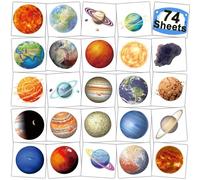 CHARLENT Planets Temporary Tattoos for Kids - 74 Individual Sheets Space Planet Tattoos for Boys Girls - Birthday Party Favors for Bags Gifts