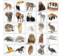 CHARLENT - Set includes 148 styles safari wild animal temporary tattoos for kids party supplies: super cool and fun temporary tattoos for kids.This j