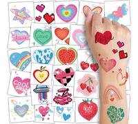 CHARLENT Temporary Glitter Heart Tattoos for Party Decoration - 74 Individual Sheets | Waterproof and Easy Peel | Cute Tattoo Stickers for Girls and Women