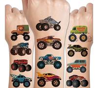 CHARLENT Temporary Monster Truck Tattoos for Kids, 10 Pieces Monster Truck Tattoos for Birthday Party Supplies for Boys