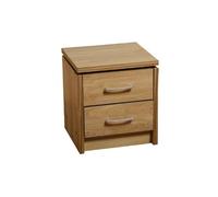 Seconique Charles 2 Drawer Bedside Nightstand Chest In Oak Veneer With Dark Walnut Trim