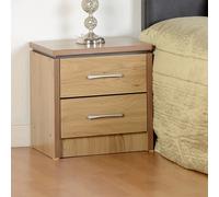 Seconique Charles 2 Drawer Bedside - Oak Effect Veneer, Brown