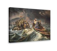 Charles Achille D'Hardiviller,Grace Darling And Her Father Rescuing Survivors from The Wreck of The Forfarshire, Canvas Wall Art Posters And Prints Room Aesthetic Bedroom Office Decor 12x18inch(30x45