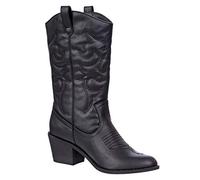 Charles Albert Women's Embroidered Modern Western Cowboy Boot, Black, 5 UK