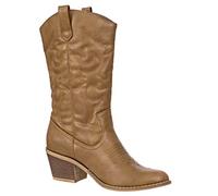 Charles Albert Women's Embroidered Modern Western Cowboy Boot, Tan, 9 UK