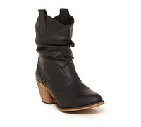 Charles Albert Women's Modern Western Cowboy Distressed Boot with Pull-Up Tabs, Black, 8 UK