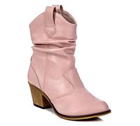 Charles Albert Women's Modern Western Cowboy Distressed Boot with Pull-Up Tabs, Blush, 5 UK