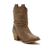 Charles Albert Women's Modern Western Cowboy Distressed Boot with Pull-Up Tabs, Mocha, 8 UK