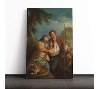 Charles-Andre Van Loo Fortune Teller Canvas Print | Gallery Wrapped 30mm Frame Wall Art | 20x14 inches | Ready to Hang | Modern Picture | Living Room Bedroom Lounge Office