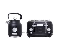 Charles Bentley 1.7L Kettle & 4 Slice Toaster Set in Matt Black and Silver