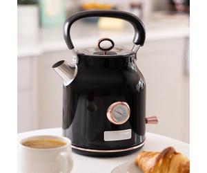 Charles Bentley 1.7L Stainless Steel Kettle Black & Rose Gold Fast Boil