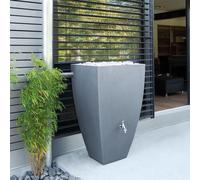 CHARLES BENTLEY 100L, Garden, Plastic Water Butt, Including Chrome Tap With Connector Kit, Grey, Rain Saver, Rainwater Tank, Contemporary Design, 100 Litre Capacity, Space Saving (H100xW38xD38cm)