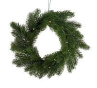 Charles Bentley 12" Faux Pre-Lit Decorative Green Christmas Front Door Wreath