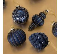 Charles Bentley 12-Piece Blue Glass Bauble Set - Four Mixed Designs