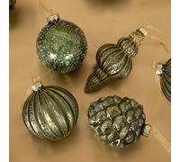 Charles Bentley 12 Piece Green Glass Bauble Collection
