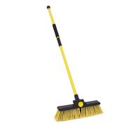 CHARLES BENTLEY 14" Bulldozer Broom, Heavy Duty Garden Broom, Dual Stiff PVC Bristles, Telescopic Handle, Comfortable Foam Grip, Outdoor Cleaning, Yard, Patio, Driveway, Large Debris (35.5x6x144cm)