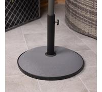 CHARLES BENTLEY Outdoor, Garden, Patio 15Kg Round Concrete Parasol Base Umbrella Stand With Adjustable Pole, For Flat Surfaces, Made Of Iron And Concrete, Tightening Screw, In Grey (45x33.5cm)